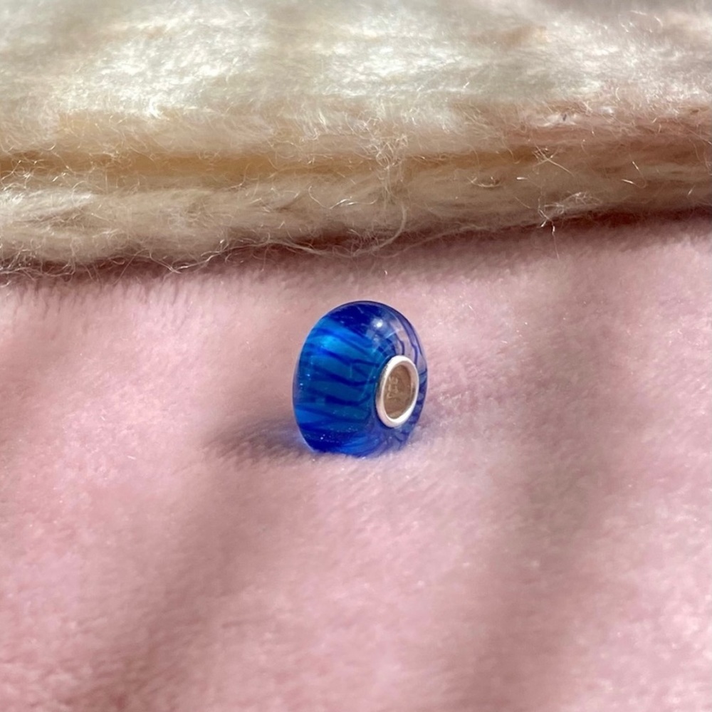 .925 Blue Sea Ocean Glass Bead Charm
